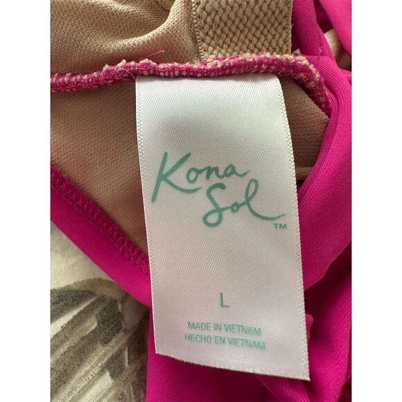 Kona Sol Women's Pink One Piece Swimsuit Size L Crossback Straps - Picture 3 of 4